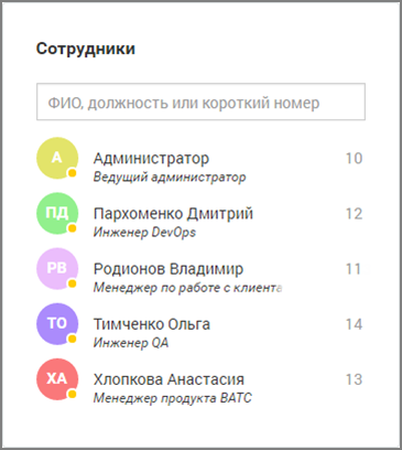 Виджет «Сотрудники»