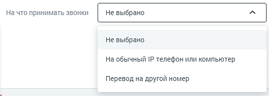 Настройки способа приема звонков сотрудника