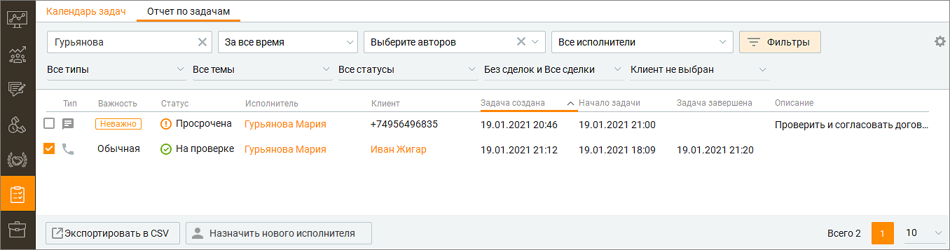 Отчет по задачам