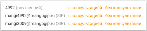 Пример перевода вызова
