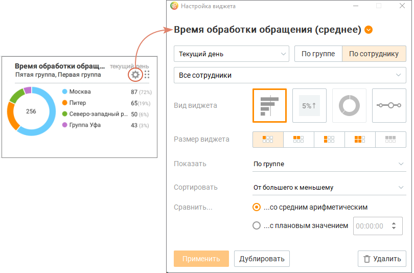 Окно удаления виджета